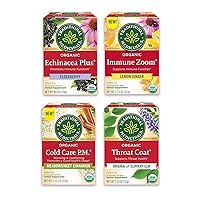 Traditional Medicinals Tea, Get Well Herbal Tea Variety Pack, Organic Tea- w/Throat Coat Tea, Echinacea Tea, Immune Support Tea, Cold Care PM Relief- Wellness