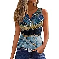 Womens Tank Tops V Neck Button Sleeveless Shirts Dressy Cute Tank Tops for Women Casual Holiday Top