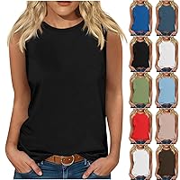 Womens Fashion Tank Tops Crewneck Loose Fit Basic Tee Shirts Y2k Going Out Clothes Casual Summer Sleeveless T-Shirts Black