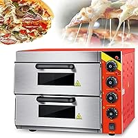 Commercial Pizza Oven, 3000W Double Pizza Deck Electric Oven, Timer 120 min, 0-350 °C Temperature Adjustment, Countertop Large-Capacity Pizza Drawer Toaster Oven, for Bakery Western Restaurant