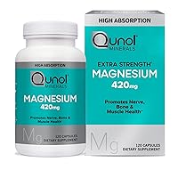 Qunol Magnesium Glycinate Capsules 420mg, High Absorption Magnesium Supplement, Extra Strength, Bone and Muscle Health Supplement, 120 Count