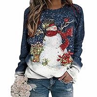 Christmas Sweaters for Women Snowflakes Crewneck Long Sleeve Pullover Midi Sweaters Tunic Tops