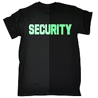 Glow In The Dark GID Men's Security Front & Back Funny T Shirt Joke Tee Humour Bouncer Venue Gig Concert Staff Birthday Gift T-Shirt Black