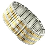 18mm Hirsch Stainless Steel Two-Tone Raised Relief Mens Expansion Watch Band