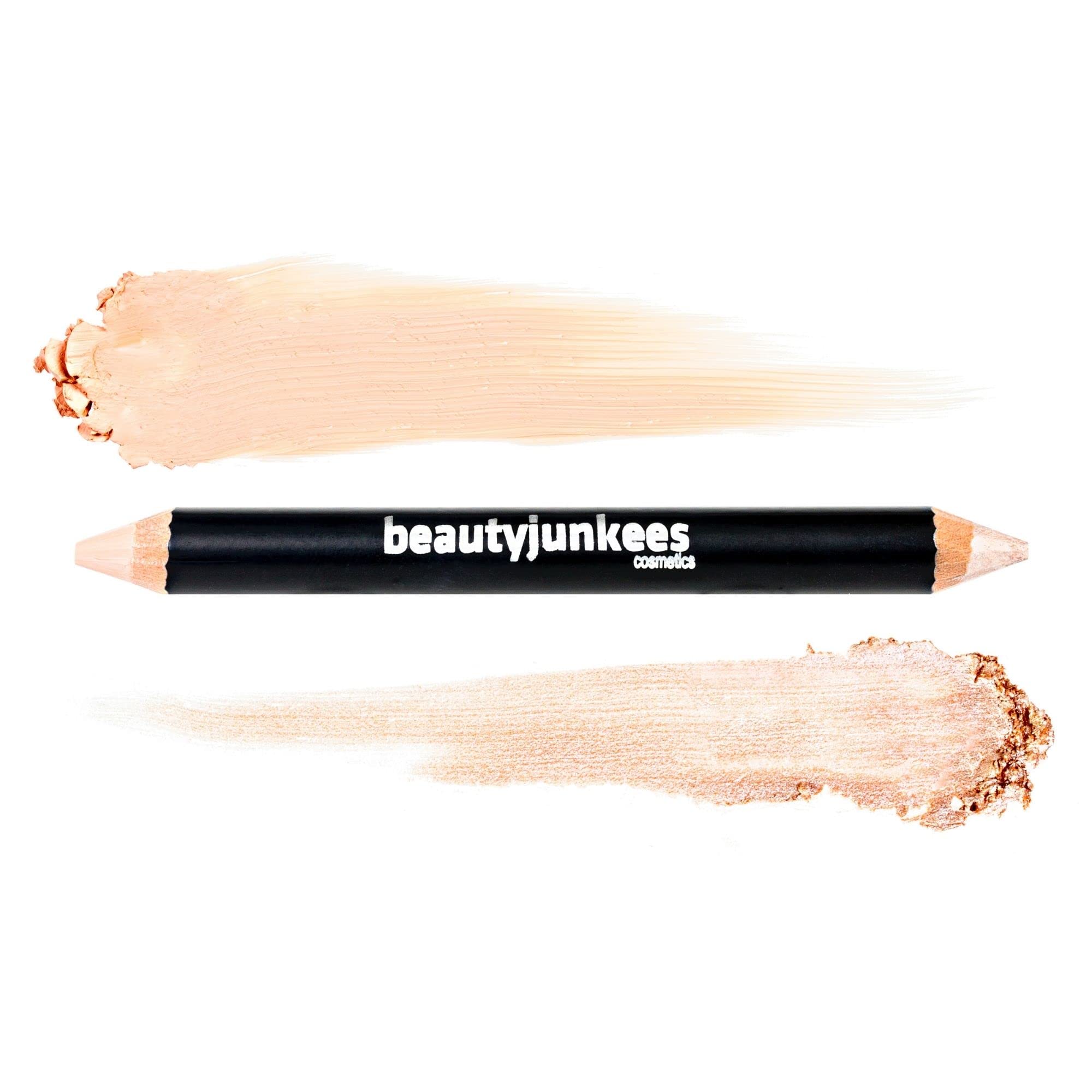 Eye Brightener Stick Highlighter - Eyebrow Concealer Duo Pencil Crayon Makeup, Creamy Matte Brow Shaper Definer, Shimmer for Highlighting Inner Corner, Gluten Paraben Cruelty Free, Cool Beige