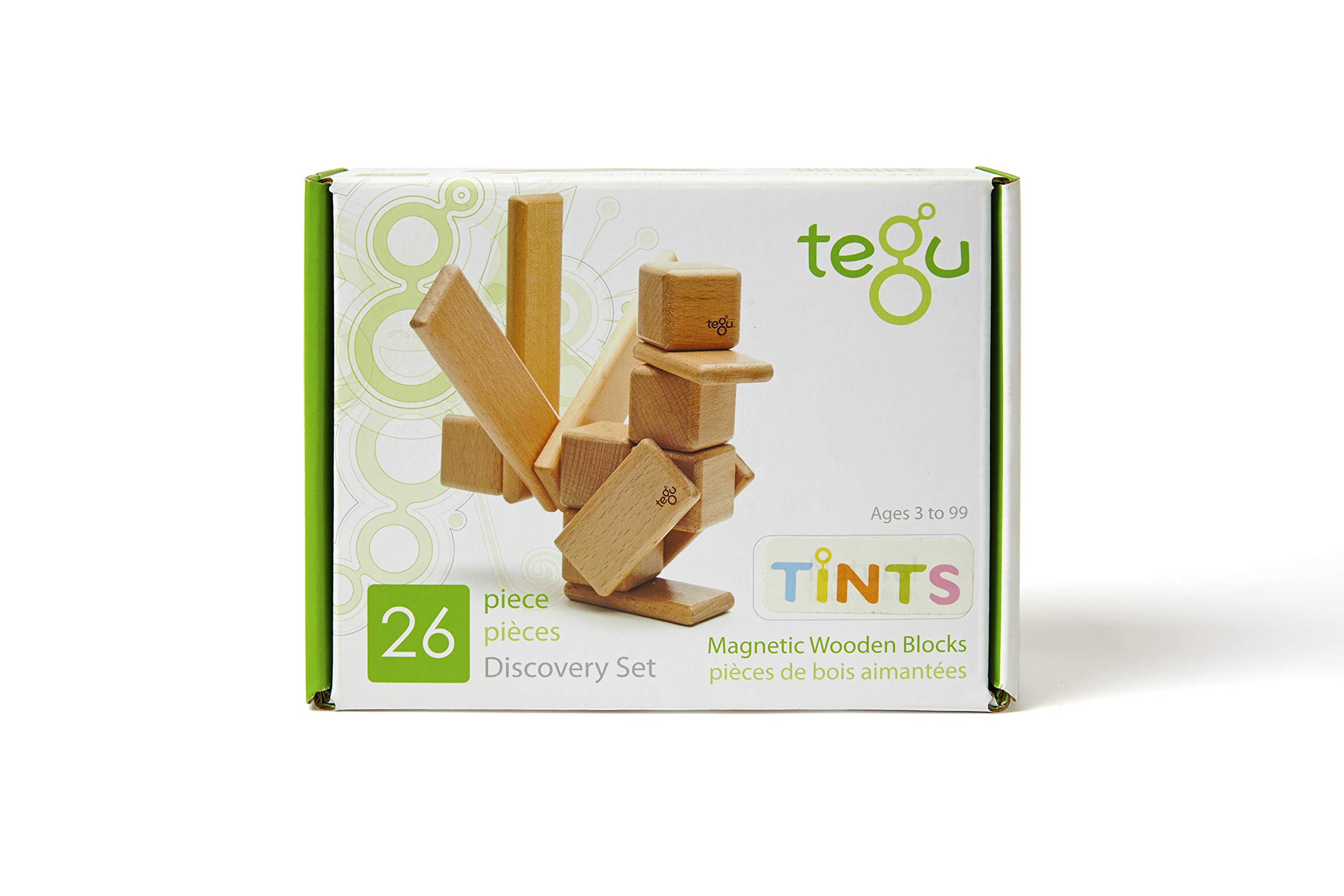 26 Piece Tegu Discovery Magnetic Wooden Block Set,1-99 years old, Tints