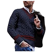 DuDubaby Spring and Autumn Men's Long Sleeve Sweater Striped Business Sweater