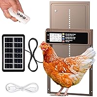 Automatic Chicken Coop Door Solar Powered, LCD Display Automatic Chicken Door with Timer & Light Sensor, Aluminum Alloy Chicken Door with Remote Control & 4 Modes Automatic Chicken Door Solar