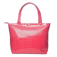 Womens Crocodile Large Tote Handbag Purse Shoulder Bag Travel Satchel Handbag (Pink)