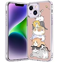 Compatible with iPhone 15 Aesthetic Trendy Design Phone case，Cute Cartoon cat Pile Pattern Soft TPU Bumper Protective iPhone 15 case for Women Girls Gifts, Wireless Charging Supported