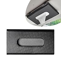 1 PC Car Visor Tissue Holder Paper Tissue Box, Multifunctional Car Family Dual-use Paper Towel Box, 8.9In x 5In Carbon Fiber PU Leather Hanging Paper Towel Box, Suitable for Most Cars (Black)