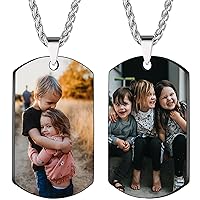 LING Ling's Design Personalized Double-sided Photo Text+Icons Necklaces Custom Necklace for men With Picture Birthday Memorial Boyfriend Gift