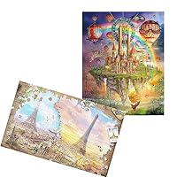 Pintoo - Two Plastic Jigsaw Puzzles Bundle - 2000 Piece - Ciro Marchetti - Tarot Town and 1000 Piece - Puzzle in Puzzle - The Magnificent Eiffel Tower [H1561+H2287]