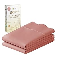 California Design Den Standard/Queen Size Pillowcase Set - 400 Thread Count Pillowcases, 100% Cotton Sateen, Queen Pillowcases Set of 2, Breathable, Cooling, Soft for Quality Sleep - Coral Pink