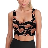 Cartoon Armadillo Women's Sports Bras Workout Yoga Bra Padded Fitness Crop Tank Tops