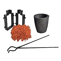 Sand Casting Set with 10 Lbs of Petrobond Quick Cast Sand Casting Clay Graphite Crucible Hinge Tongs and Cast Iron Mold Flask Frame Melt Pour Metals Melting Gold Silver Copper Aluminum
