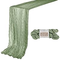 1 Pack 10ft Sage Green Cheesecloth Table Runner 35x120 Inch Boho Gauze Table Runner Cheese Cloth Table Runner for Birthday Party Wedding Decoration Baby Shower Christmas Decor Special Events