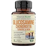 Glucosamine with Chondroitin Turmeric MSM Boswellia. Supports Occasional Joint Discomfort Relief. Helps Inflammatory Response, Antioxidant Properties. Supplement for Back, Knees, Hands. 90 Capsules