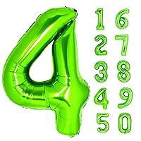 40 Inch Giant Light Green Number 4 Balloon, Helium Mylar Foil Number Balloons for Birthday Party, 4th Birthday Decorations for Kids, Anniversary Party Decorations Supplies (Light Green Number 4)