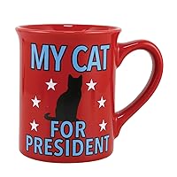 Enesco Our Name is Mud I Vote My Cat for President Coffee Mug, 16 Ounce, Red