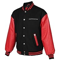 Mens Corvette Racing Outfit - Black and Red Letterman Jacket - Casual Winter Style Varsity Wool Outerwear