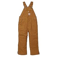 Carhartt boys Bib Overalls (Lined and Unlined), Carhartt Brown Duck - Lined, 8