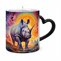 Magical Rhino Ceramic Coffee Mug Heat Sensitive Color Changing Magic Mug Personalized Cup Funny Gift