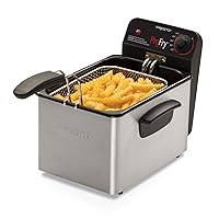 Deep Fryer Cusimax Electric Deep Fryer with Basket and Drip Hook, 2.6qt Oil Capacity Fish Fryer with Temperature Control, Removable Lid with View