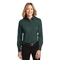 Port Authority Ladies Long Sleeve Easy Care, Soil Shirt L608 Dark Green/Navy 6XL