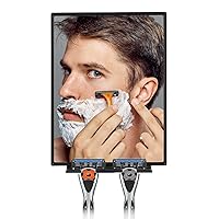 Shower Mirror for Shaving - with Squeegee, Razor Holder & Swivel, 360°Rotation Adjustable Manual Anti-Fog Shaving Mirror, Accessories, Bathroom Holds Razors