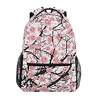 ALAZA Pink Cherry Blossom Sakura Flower Flroal Backpack Purse with Multiple Pockets Name Card Personalized Travel Laptop School Book Bag, Size S/16 inch