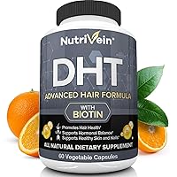 Nutrivein DHT Blocker with Biotin - Boosts Hair Growth & New Follicle Growth for Men and Women - 30 Day Supply (60 Capsules, Two Daily)