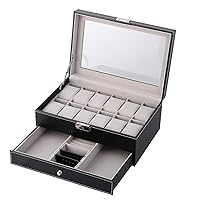Uten 12 Watch Box Double-Layer Display Storage Watch Case Jewelry Collection Organiser Holder