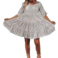 Backless Maxi Dress,Ladies Sequin Sequins Round Neck Short Sleeves Big Swing Cute Dress Womens Formal Wrap Dres