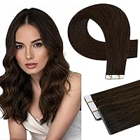 Full Shine Virgin Injection Tape In Hair Extensions 14inch Dark Brown Machine Virgin Tape In Extensions 20Gram 10Pieces Seamless Skin Weft Injection Tape Color 2 Intact Tape Ins Human Hair