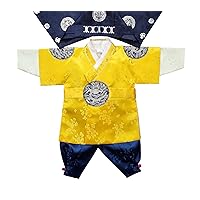 Korean Traditional Clothing Hanbok Boy Baby 100th Days First Birthday Party Celebrations 1-2 Ages Prince Yellow BDBH01