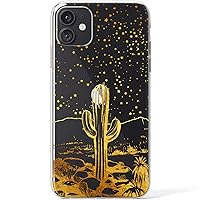 Clear Case Compatible with iPhone 15 14 13 Pro Max 12 Mini 11 SE Xr Xs 8 Plus 7 6s Desert Lightweight Grand Canyon Design Slim Cover Gold Cactus Protective Stars Flexible Silicone TPU Print