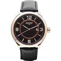 PICONO Royal Monarch Time and Date Water Resistant Analog Quartz Watch - No. 1905 (Rose Gold/Black)