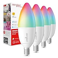 Zigbee Smart Candelabra Bulbs, Hub Required, Dimmable Multicolor E12 LED Candle Light Bulb Work with Alexa Echo(4th Gen), Echo Plus, Google/SmartThings, Voice/APP Control, 450 LM/40W Eqv. 4PK