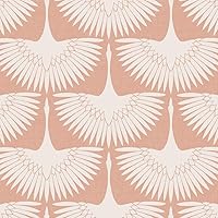 Tempaper x Genevieve Gorder Sahara Blush Feather Flock Removable Peel and Stick Wallpaper, 20.5 in X 16.5 ft, Made in the USA