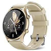 WalkerFit Smart Watch for Women,Smartwatch Fitness Watch, Waterproof SmartWatches Fitness Tracker with Blood Pressure iPhone Android Compatible, 1.4 Inch Round Gold