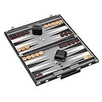 Pennsylvania Ave Backgammon Board Game Set , Black/White/Wood/Gry, 16 - 20 inches