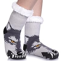 FNOVCO Kids Slipper Socks Boys Girls Fuzzy Soft Thick Cozy Warm Fleece lined Winter Indoor Christmas Socks