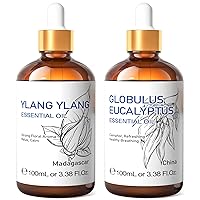 HIQILI Eucalyptus Essential Oil and Ylang Ylang Essential Oil, 100% Pure Natural for Diffuser - 3.38 Fl Oz