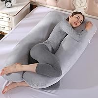 Pregnancy Pillow for Pregnant Women Sleep Nursing Maternity Full Body Pillow Support for Back Belly Hip Leg with Removable Cover (Grey, 55 inches)