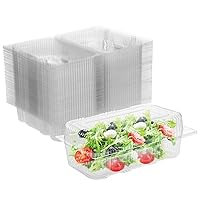 Disposable Plastic Hinged Food Container - 50 Pcs Upgrade and Thicken Clear Hinged Containers, 9.8