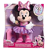 MINNIE Just Play Disney Junior Mouse Sing and Dance Butterfly Ballerina Lights and Sounds Plush, Sings Just Like a Butterfly, Kids Toys for Ages 3 Up