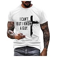 i Can't but i Know a Guy t Shirts for Men Short Sleeve Christian Tshirts Funny Printed Men's Novelty t-Shirts Tops