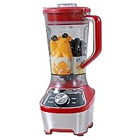 Kenmore Stand Blender, 1200W Motor, Programmed Smoothie, Ice Crushing and Self Clean Modes, Variable Speed Kitchen Blender, 64 oz (8-cup) Tritan Pitcher, Dishwasher-Safe, Stainless Steel and Red