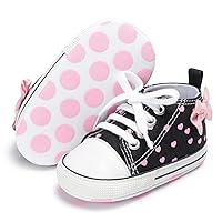 KIDSUN Unisex Baby Boy Girl Canvas Sneaker Soft Sole Infant Lace up Newborn Ankle Toddler First Walkers Crib Shoes